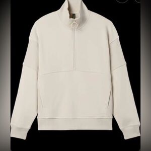 Vuori Women's Sedona Rib Half-Zip Sweatshirt- Bone- Size M